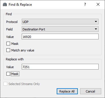 Find & Replace protocol fields