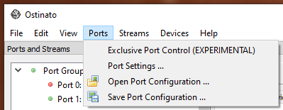 Ports menu